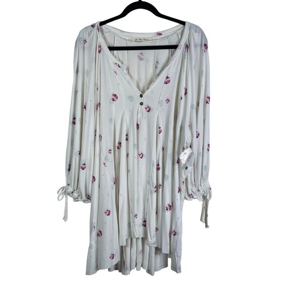 Free People Winter Sun Printed‎ Tunic Mini Dress Women Size Small Oversized Boho - Picture 2 of 16